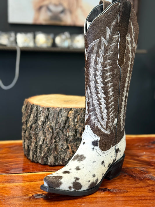 Cow print boot