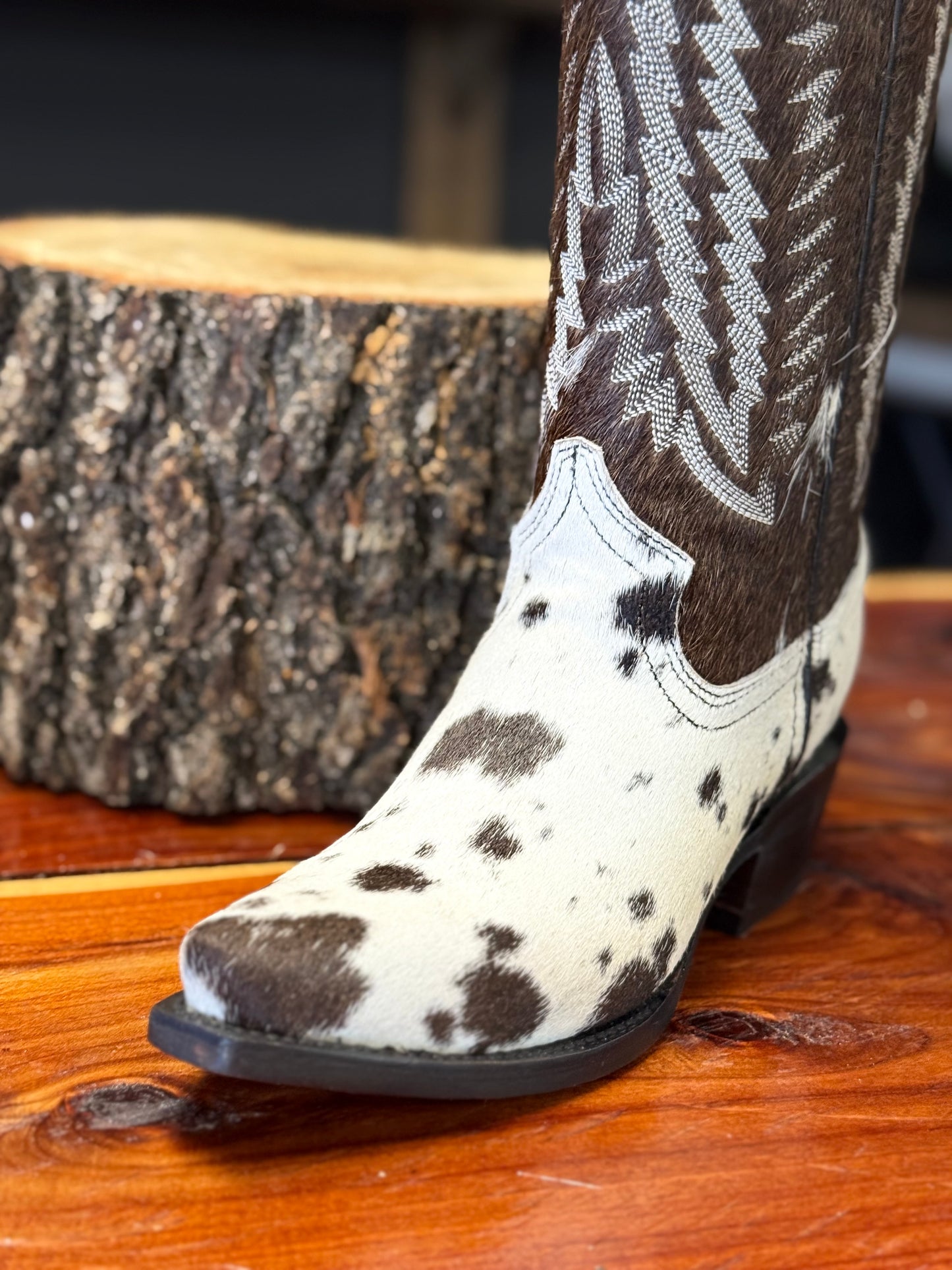 Cow print boot