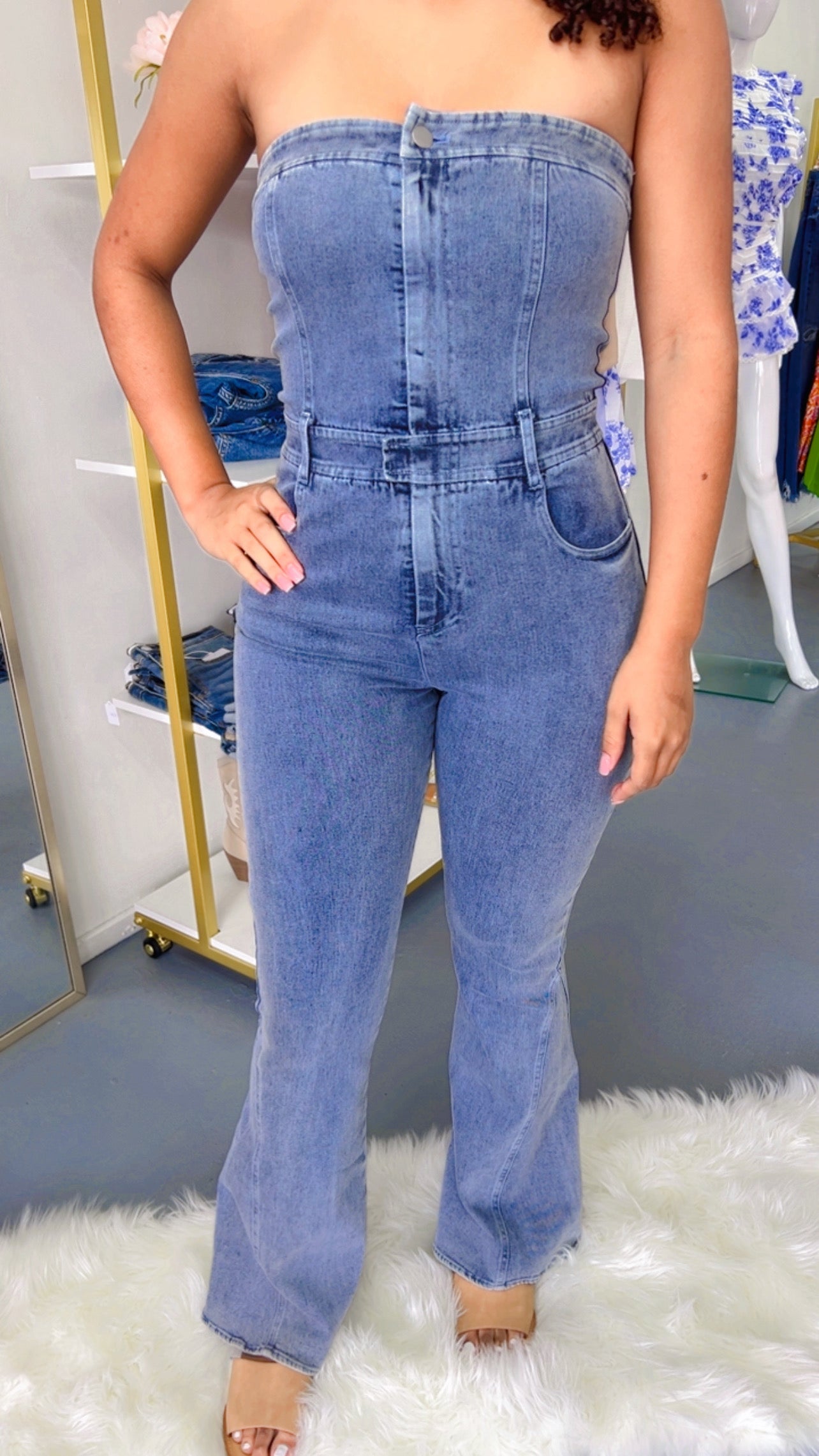 Denim blue jumpsuit