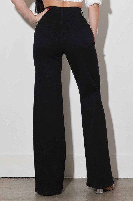 Wide leg black jean