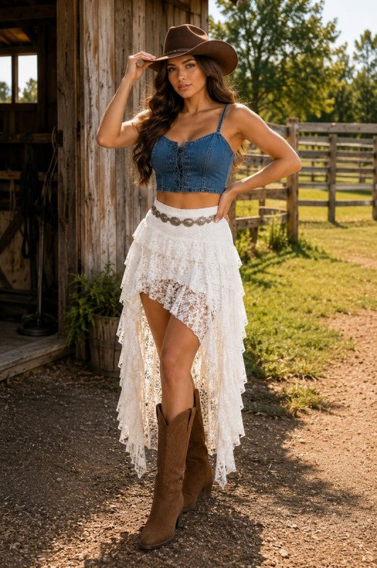 White lace skirt
