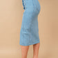 Midi denim pencil skirt