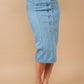 Midi denim pencil skirt