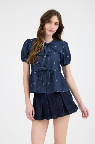 Bow print Top