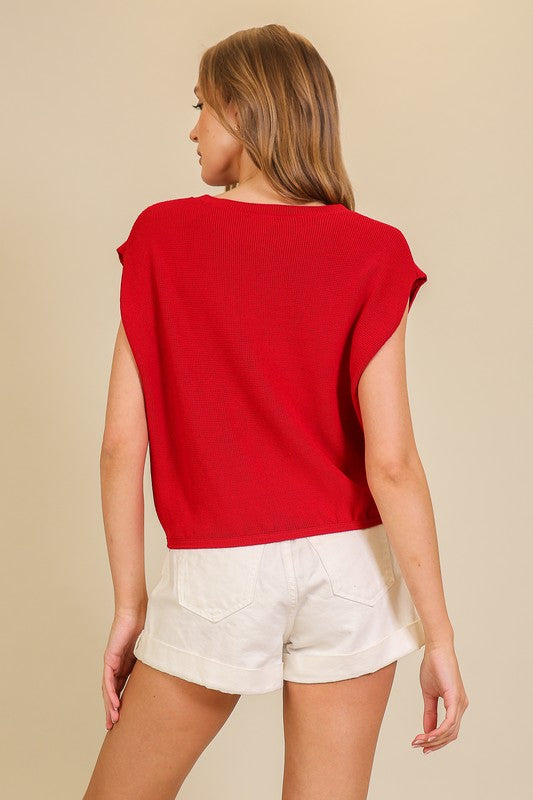 Knit red top